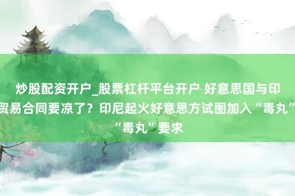 炒股配资开户_股票杠杆平台开户 好意思国与印尼的贸易合同要凉了？印尼起火好意思方试图加入“毒丸”要求